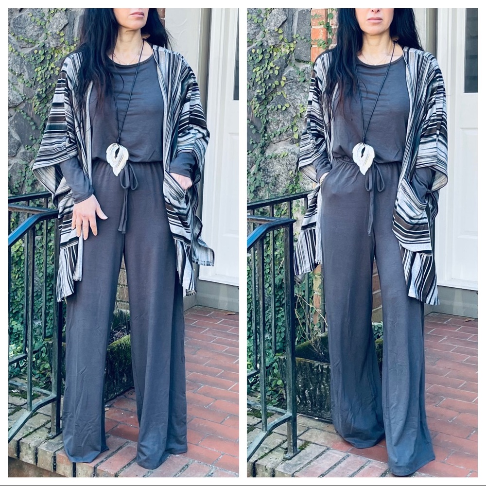 ✨RESTOCK✨CHARCOAL GRAY  WIDE LEG POCKETS JUMPSUIT - Picture 7 of 7